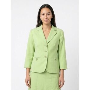 Vanity Fair Lime‎ Green Skirt Suit Set Blazer & A-Line Midi Skirt Womens